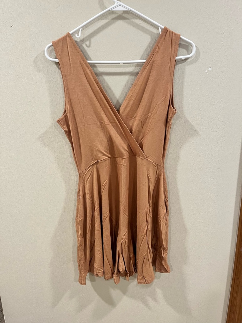 Zenana V-Neck Sleeveless Knit Romper with Pockets - Small